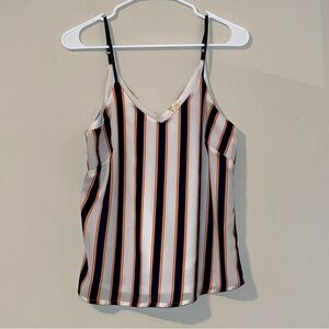 Japna Blouse Women Sm Striped Camisole Top Spaghetti Strap Preppy Button Up Tank